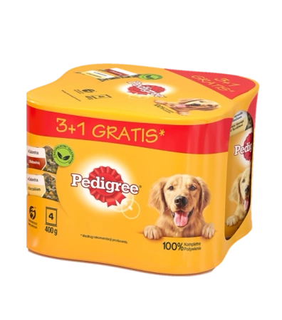 Pedigree Adult 3+1 Puszka Mokra Karma Dla Psów W Galaretce (2x Z Kurczakiem, 2x Z Wołowiną) 4x400g