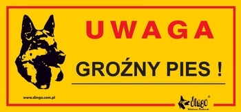 Dingo Metalowa Tabliczka Ostrzegawcza "Uwaga Groźny Pies"
