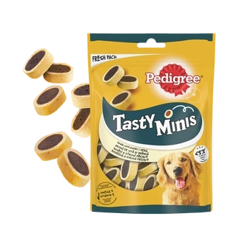 PEDIGREE® Tasty Minis 140g - przysmak dla dorosłych psów, o smaku wołowiny i sera