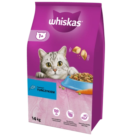 WHISKAS Karma Sucha Dla Kota 1+ Z Tuńczykiem 14kg