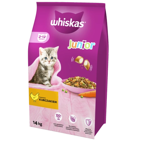 WHISKAS Karma Sucha Dla Kociąt Junior Z Kurczakiem 14kg