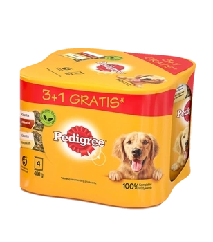 Pedigree Adult 3+1 Puszka Mokra Karma Dla Psów W Galaretce (2x Z Kurczakiem, 2x Z Wołowiną) 4x400g