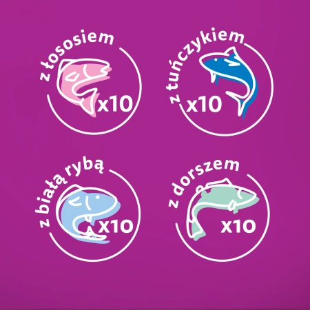 Whiskas Adult Saszetki 40 x 85g Rybne Przysmaki - Mokra Karma Dla Kota